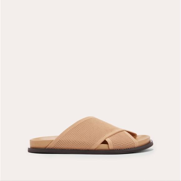 The Day Crossover Sandal | Sienna Brown – Everlane Everlane ReKnit Crossover Slide Sandal Caramel Tan Sustainable - Women’s 6 NWT
